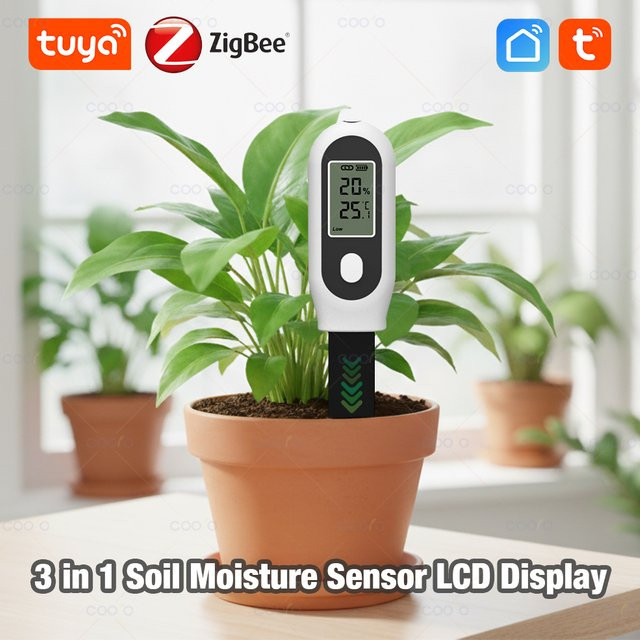 Tuya Smart Zigbee Boden-Tester zur Messung von Temperatur, Feuchtigkeit und Sonnenlicht in Weiß - Bild 1