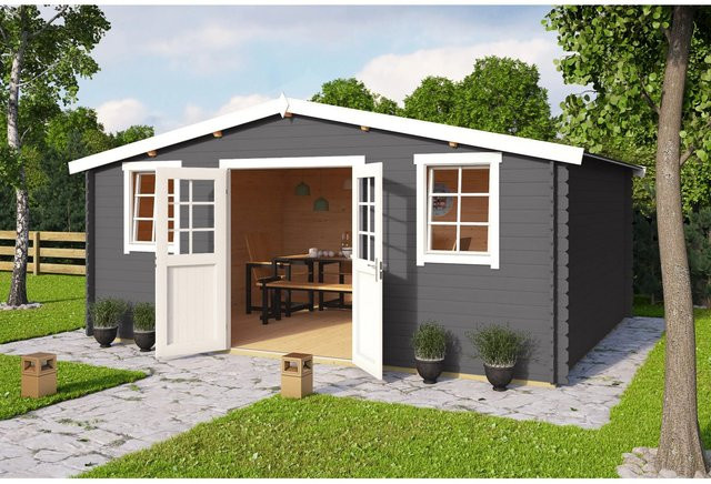 Lasita Gartenhaus Wels 5 aus Fichtenholz mit Satteldach in Carbongrau, B/T/H: 510 x 400 x 245,1 cm - Bild 1