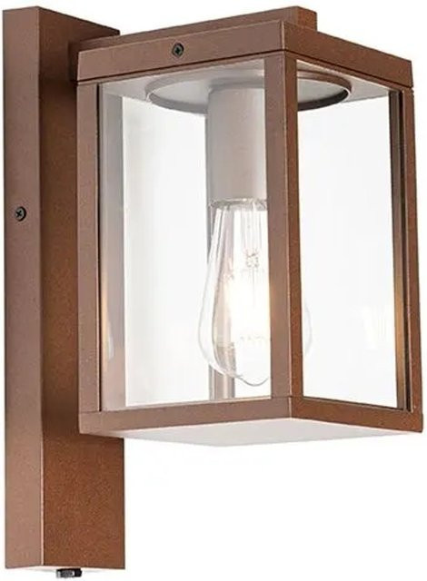 QAZQA Charlois Außenwandlaterne aus Aluminium und Glas in Rostbraun mit Dämmerungssensor und IP44 Schutz, E27 Fassung - Bild 1
