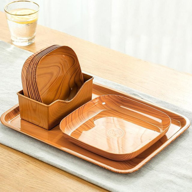 KITPIPI Dessertplatte aus Kunststoff im japanischen Stil, 10er Set, Braun, Durchmesser: 14 cm - Bild 1