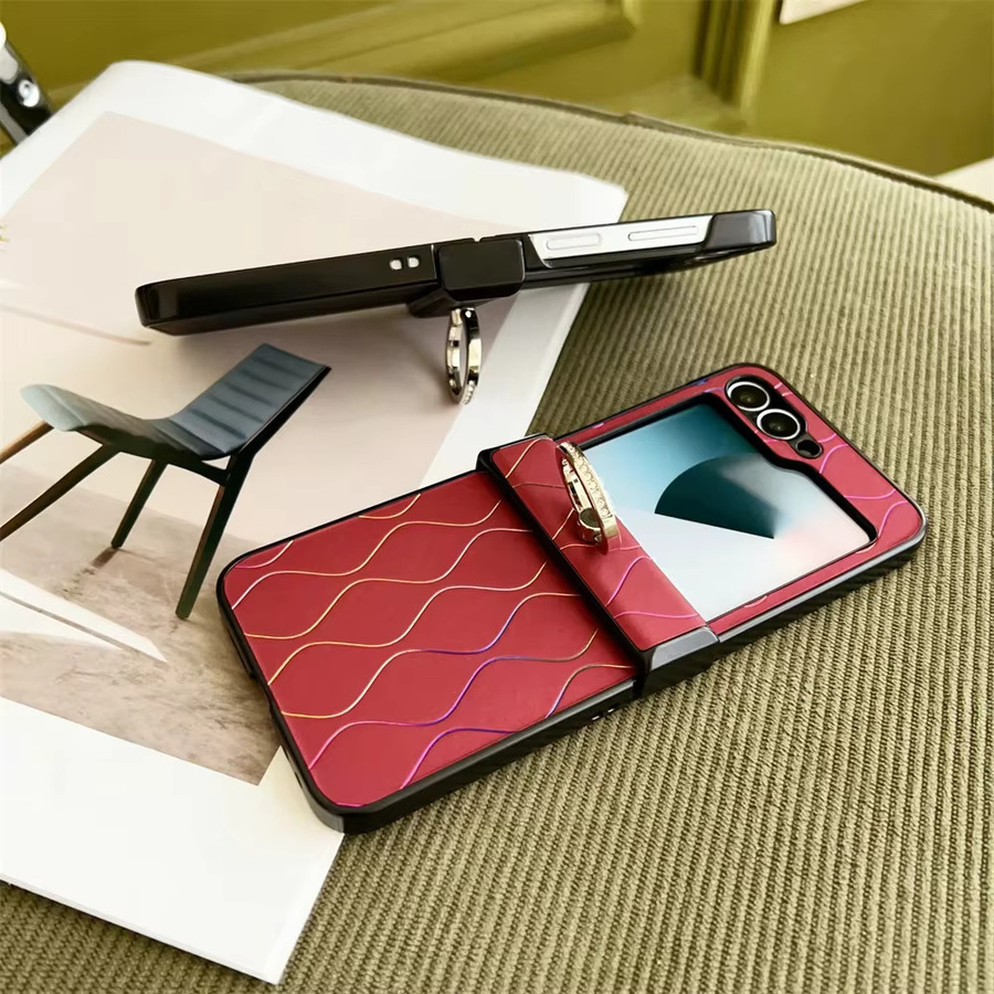 Samsung Galaxy Z Flip Schutzhülle mit Fingerring-Halter und Wellenmuster in Pink und Multicolour - Bild 3