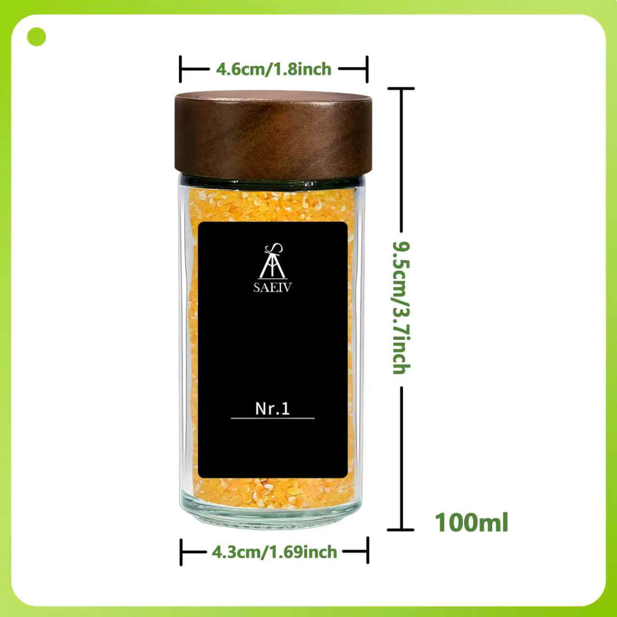 SIAZIH Rundes Gewürzglas-Set aus Glas mit Akazienholz-Deckel, transparent, luftdicht und auslaufsicher, B/T/H: 4,6 x 9,5 x 12,0 cm - Bild 2