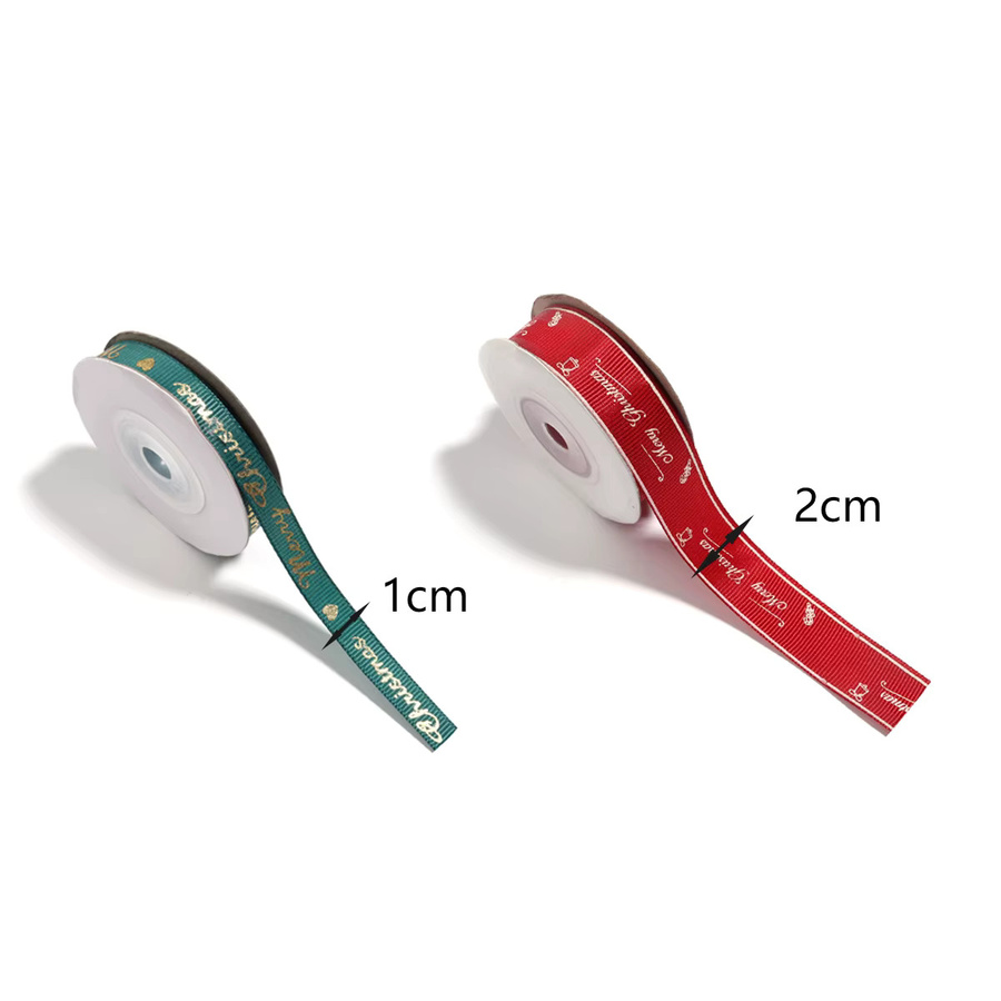 Weihnachten Band aus Polyester mit Print für Geschenkverpackung und Dekoration, 10 Yards, Breite: 10 mm oder 20 mm, Mehrfarbig - Bild 2