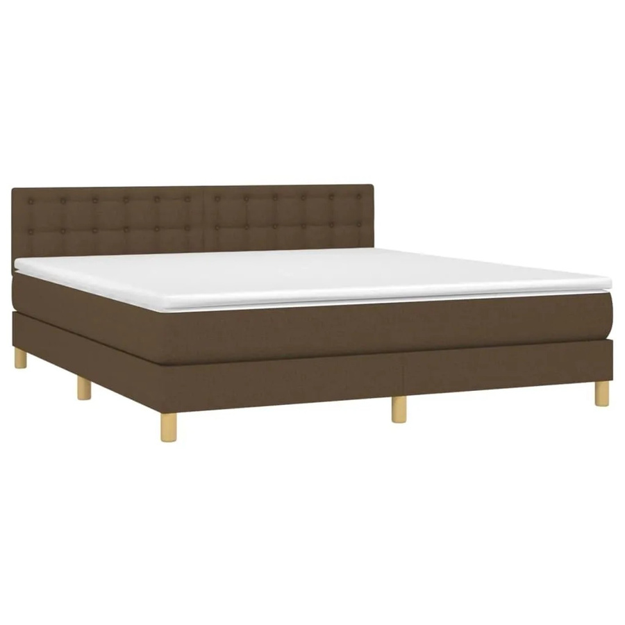 vidaXL Boxspringbett mit Matratze in Dunkelbraun, Hybridbett mit LED-Unterbettbeleuchtung und USB-Ladeanschluss, B/T: 160 x 200 cm - Bild 2