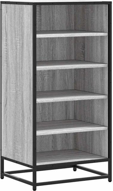 vidaXL Schuhregal Grau mit Gitterdesign aus Holzwerkstoff und Metall, B/T/H: 48 x 38 x 97,5 cm - Bild 1