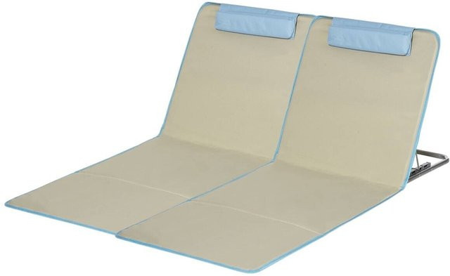Outsunny Strandliege 2er Set in Blau und Beige aus pulverbeschichtetem Stahl mit verstellbarer Kopfstütze, B/H/L: 53 x 35 x 124 cm - Bild 1