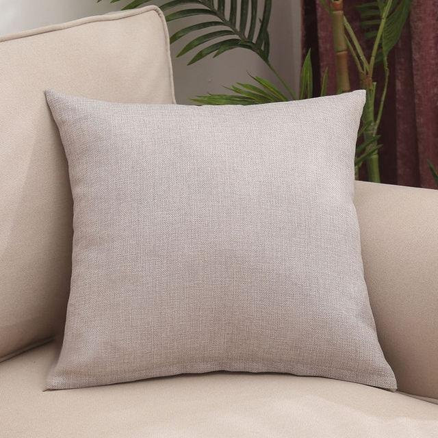 Yiran Furniture Kissenbezug aus Leinenstoff in Beige, quadratisches Wurfkissen für Sofa und Büro, B/T/H: 55 x 55 x 55 cm - Bild 1