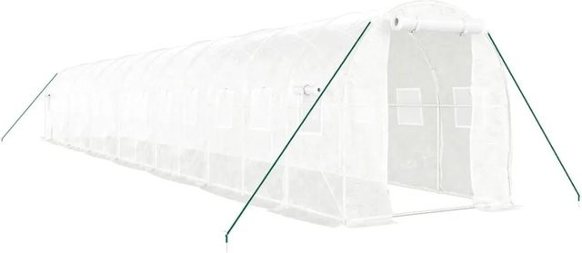 Furnicato Gewächshaus mit Stahlrahmen in Weiß, Fläche: 28 m², B/T/H: 14 x 2 x 2 m - Bild 1