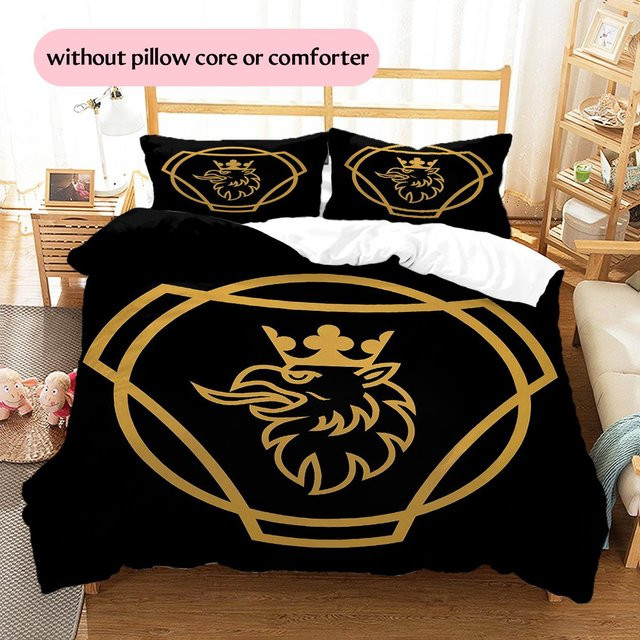 Bettwäsche Set Scania Logo Muster mit 1 Bettbezug und 2 Kissenbezügen, Schwarz, B/H: 140 x 200 cm - Bild 1