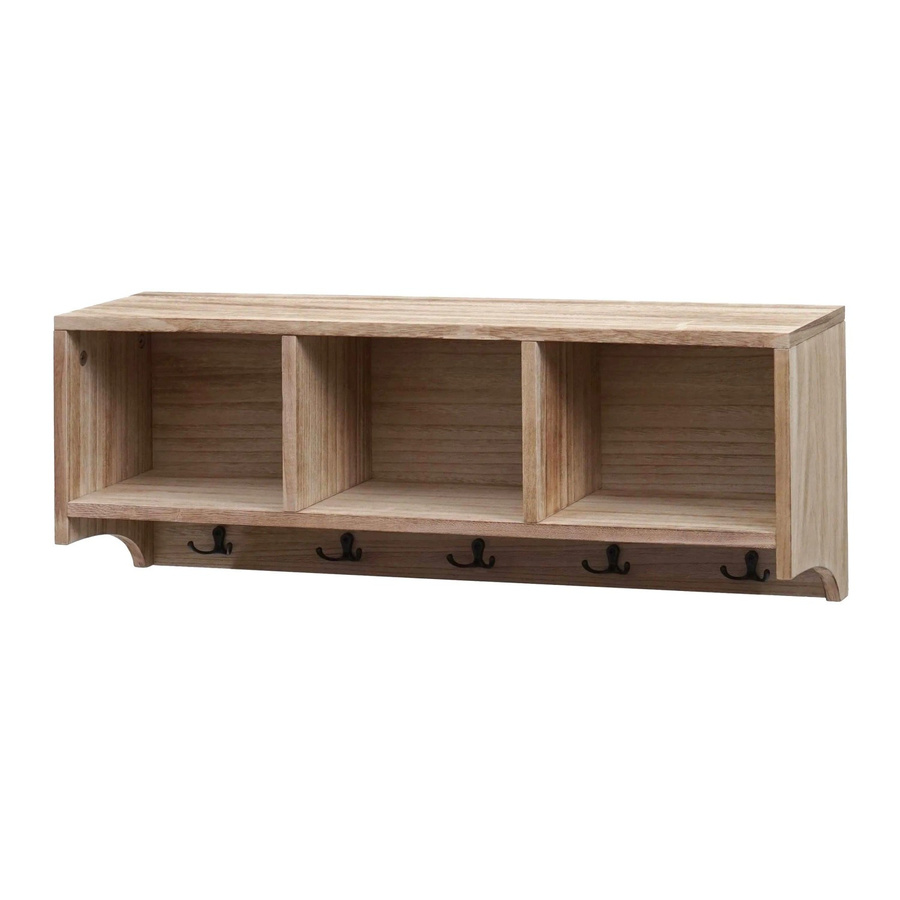 Wandgarderobe MCW K49 aus Paulownia Holz mit 3 Staufächern und 5 Haken in Braun, B/H/T: 80 x 30 x 20 cm - Bild 3