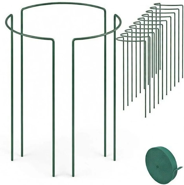 TTL GARDEN Strauchstütze Set aus Metall in Grün, 16er Set inklusive 10m Klettband als Rankhilfe für Sträucher, Stauden und Rosen, Höhe: 100 cm, Breite: 40 cm - Bild 1