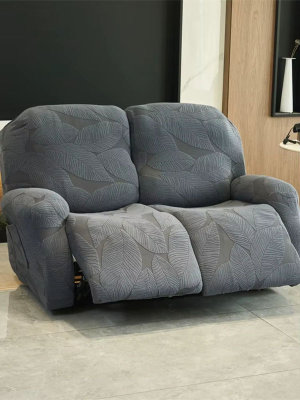 Yupartex Stretch-Bezüge für 2-Sitzer Jacquard Split-Relaxsofa in Grau mit Seitentasche und floralem Muster - Bild 7