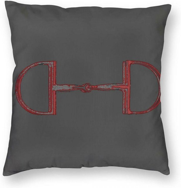 Dekorativer Kissenbezug Lu Xika Chen mit Pferdemuster in Rot, quadratisch aus Polyester-Leinen-Samt mit Reißverschluss, B/B/H: 18 x 18 x 18 cm - Bild 1