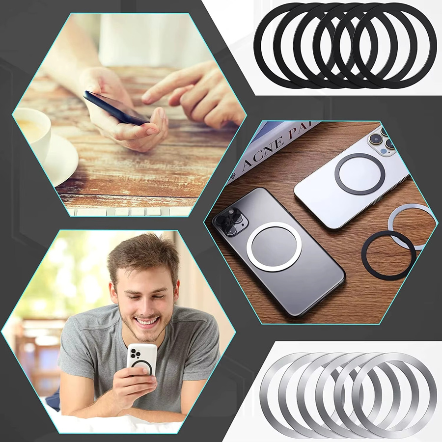 Magnetische Metallplatte Aufkleber in Schwarz für MagSafe Wireless Charger und iPhone 13 12 11 zur Nutzung als Auto Handyhalterung - Bild 4