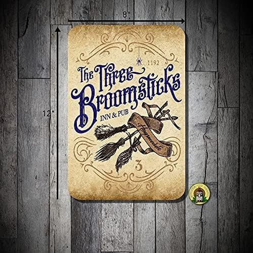 BOEYC Geuuki Metall-Blechschild The Three Broomsticks Inn Wandkunst Dekoration Multicolor B: 20,0 cm, H: 20,0 cm, T: 1,0 cm - Bild 1