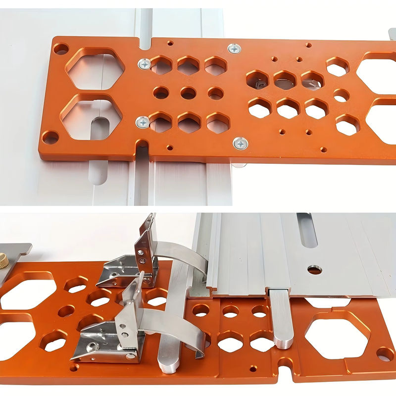 Quadratische Schienensäge aus Aluminiumlegierung mit Winkelanschlag und 90-Grad-Führungsplatte in Orange - Bild 3