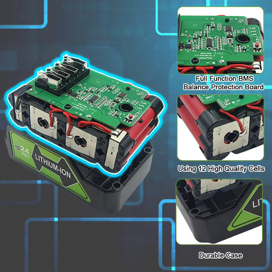 Greenworks G24B2 Lithium-Ionen-Ersatzakku 24V mit 8,0 Ah oder 4,0 Ah in Schwarz für alle Greenworks 24V-Werkzeuge - Bild 3