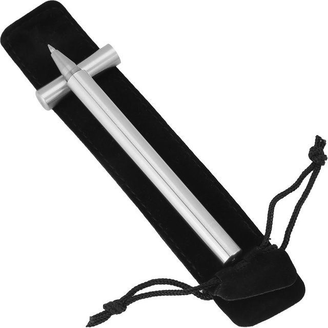 Handgefertigter tragbarer Rollerballstift aus Edelstahl von DIYelecs in Weiß mit schwarzer Tinte - Bild 1