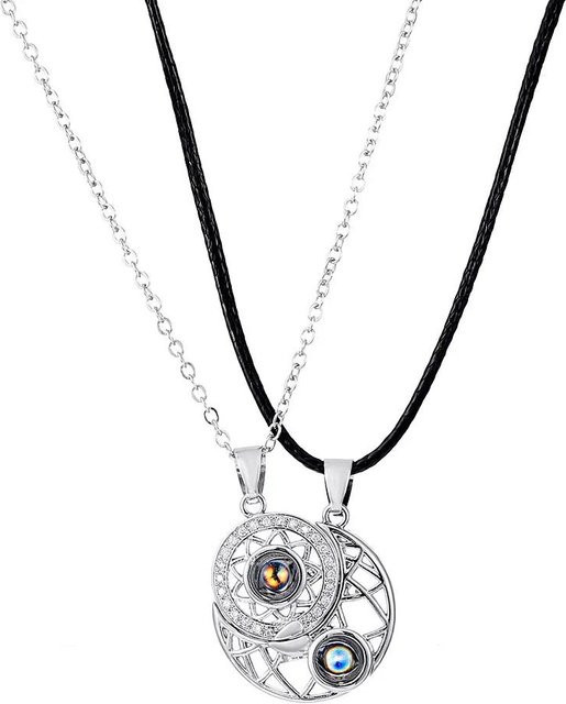 YIRAN Jewelry 5 Halsketten, 2er-Set, Magnetanhänger, Sonne, Mond, Herz, Damen - Bild 1