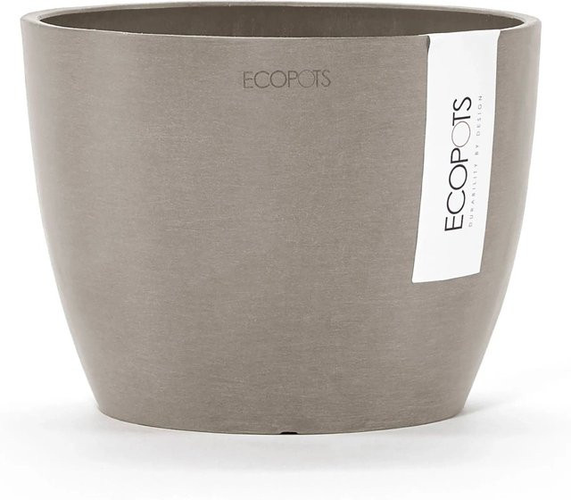 Ecopots Pflanztopf Stockholm Braungrau rund aus recyceltem Kunststoff B: 16 cm, H: 12,5 cm - Bild 1