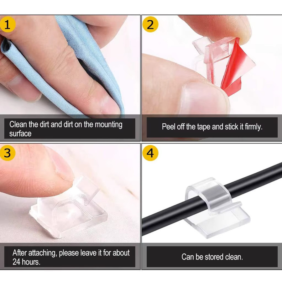 Kabel Organizer Clips für USB-C Kabel in Schwarz zur Kabelverwaltung am Schreibtisch und Arbeitsplatz - Bild 3