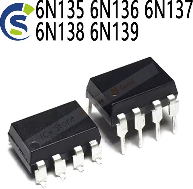 10 Stück ANNUOSENCHIP Optokoppler SOP-8 DIP-8 6N135 6N136 6N137 6N138 6N139 in Schwarz - Bild 1