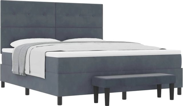 vidaXL Boxspringbett mit Matratze aus Samt in Dunkelgrau, B/T: 180 x 200 cm - Bild 1