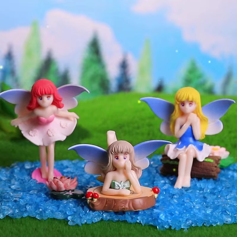 4er-Set Blumenfee Elfenfiguren von MOVING FOREST als bunte Miniaturfiguren aus PVC für deine Garten-Mikrolandschaft und Topfdekoration - Bild 4