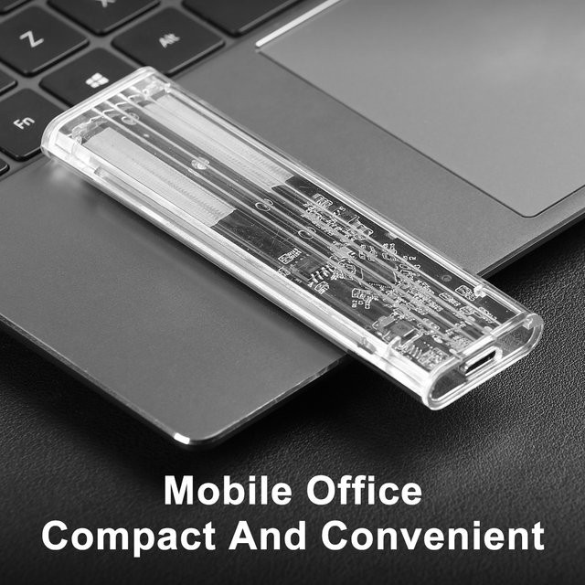 Congdi M.2 NGFF SATA SSD Gehäuse mit USB-C 3.1 Adapter, transparentes externes Festplattengehäuse für 2242 und 2260, 5 Gbit/s - Bild 1