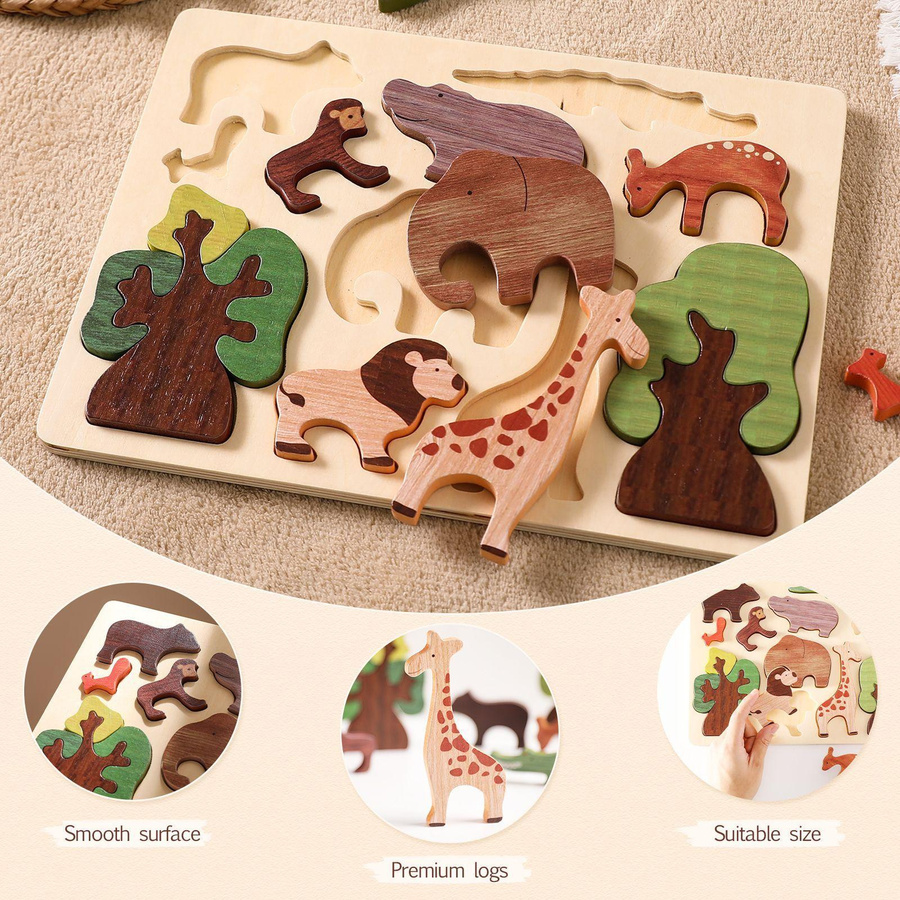 juhe Tier-Puzzle Holz Handgriff-Panel Bunt ab 4-6 Jahren - Bild 2