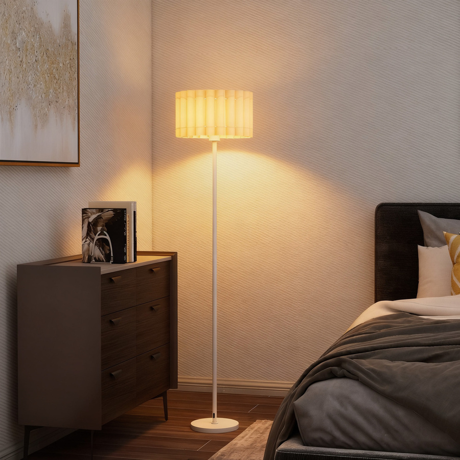 HOMCOM Stehlampe mit Wellenschirm in Weiß, moderne Stehleuchte mit E27 Fassung und Fußschalter für Wohnzimmer und Schlafzimmer - Bild 2