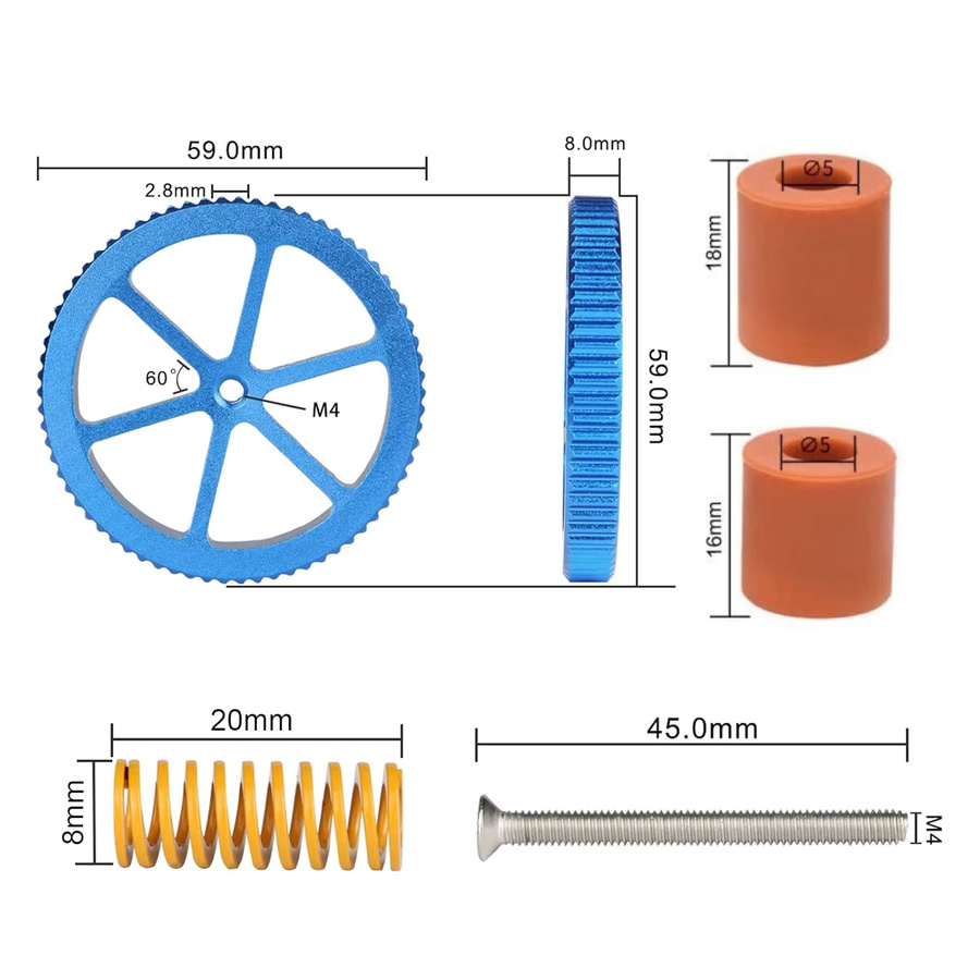 Creality Metall-Nivellierknöpfe mit Heißbettfedern für Ender 3, 3 Pro, 3 V2, Ender 5, 5 Plus, 5 Pro, CR-10, CR10S, 10S Pro und 20 3D-Drucker in Rot - Bild 2