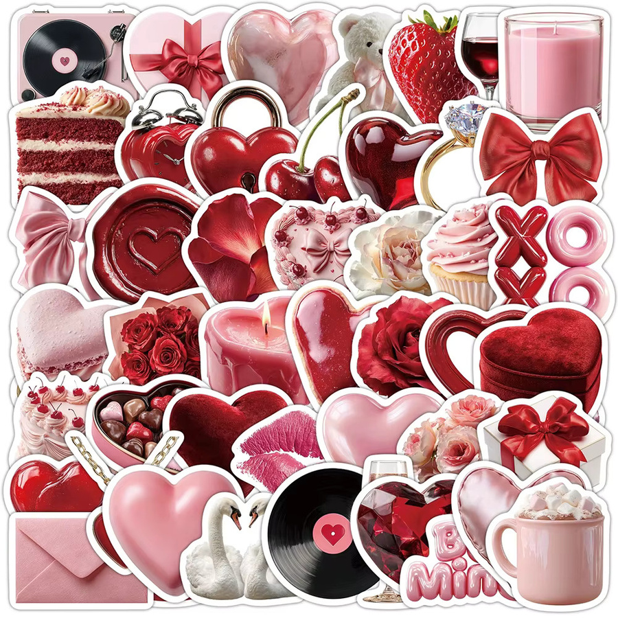 Charile Valentinstag Kunst-Graffiti-Aufkleber, Rote und Rosa, 10-teiliges Set - Bild 2