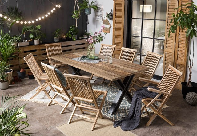 TPFLiving Esszimmertisch WOUT in Braun mit Mango-Holzplatte und Metallgestell, B/T: 240 x 100 cm - Bild 1