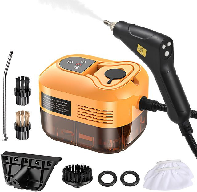 Aimo Handheld Multi-Oberflächen Dampfreiniger in Orange mit Touchscreen, 6 Stufen einstellbar und 6 Zubehörteilen - Bild 1