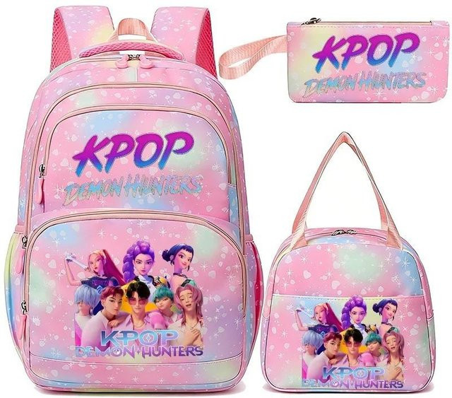3-teiliges Schulrucksack-Set für Schüler aus Oxford-Stoff in Multicolour mit Schultasche und Federmäppchen - Bild 1