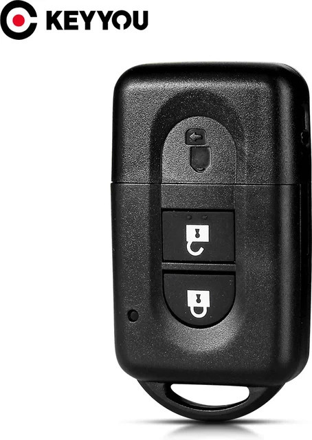 KEYYOU 2-Tasten-Fernbedienung Gehäuse für Nissan Micra Xtrail Qashqai Juke Duke in Schwarz mit Uncut Blade - Bild 1