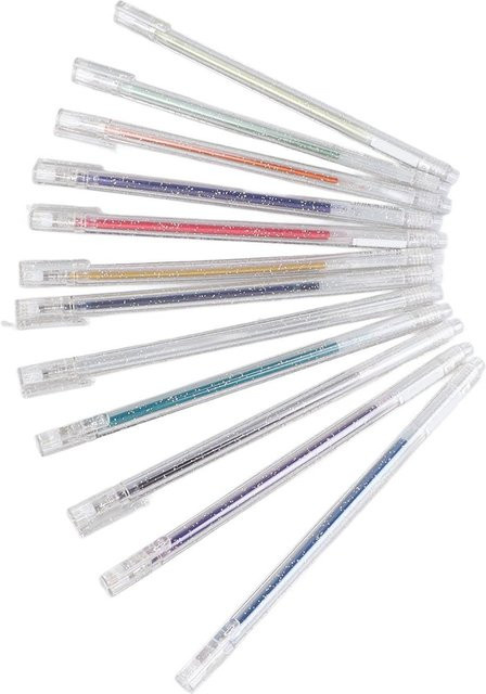 Igeteck Metallic Gelstifte Set mit 12 Stück, wasserfeste Glitzerstifte in Multicolor und Weiß zum Zeichnen und für Scrapbooking - Bild 1