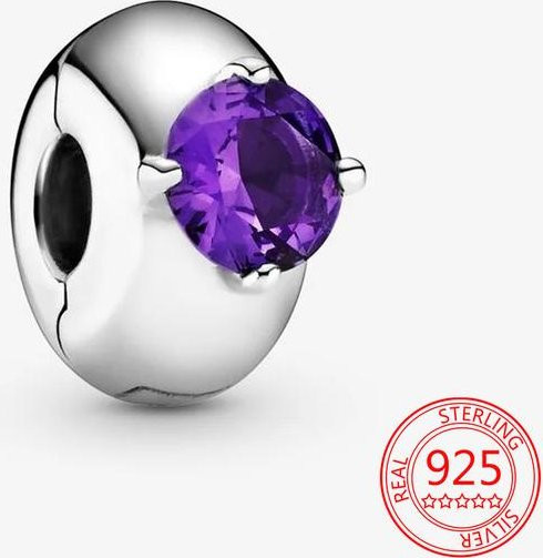 Anhänger Charm, 925 Sterlingsilber, Lila Gänseblümchen, Murano Perlen, Damen - Bild 1