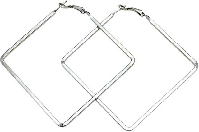Ohrringe Geometrische Rhombus, Messing, Silber, Damen, Vintage - Bild 1