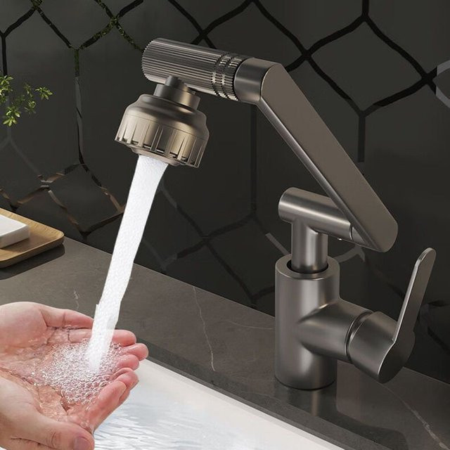 Universal Rotierender Wasserhahn Roboter Arm mit Dual Modus für Küche und Badezimmer in Gun Grey-A - Bild 1