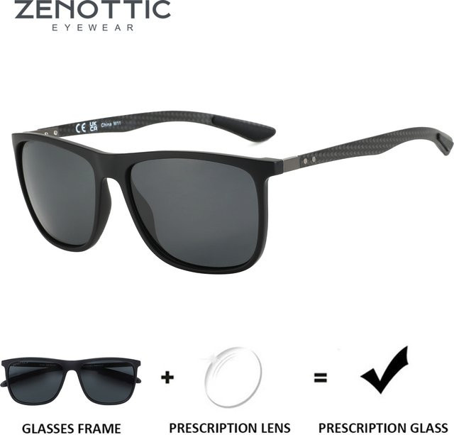 ZENOTTIC Sonnenbrille, quadratisch, Vollrand, Carbonfaser, schwarz - Bild 1