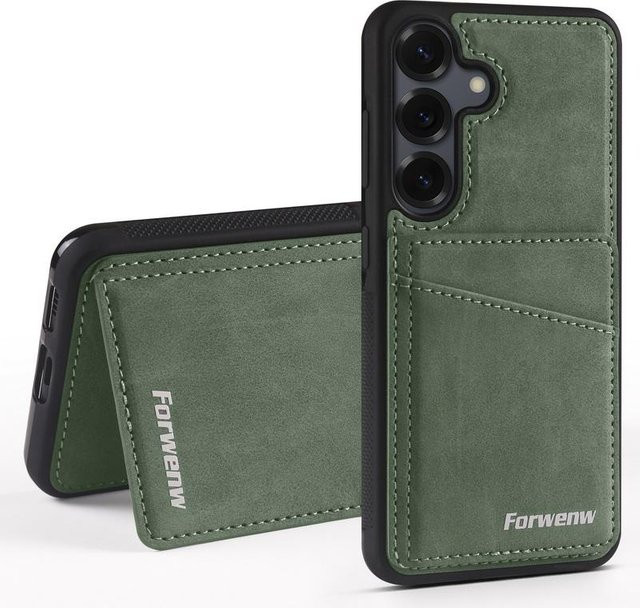 Luxus Lederhülle mit Kartenfächer und Ständer für Samsung Galaxy S26 Ultra S25 S24 S23 S22 S21 sowie A-Serie in Grün - Bild 1