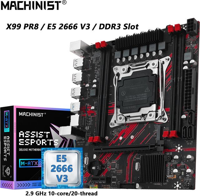 MACHINIST X99 PR8 Motherboard mit DDR3 RAM-Speicher und NVMe M.2 SSD Unterstützung in Schwarz - Bild 1