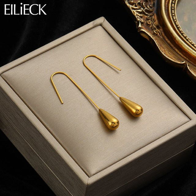 Eilieck Ohrringe, Edelstahl, Gold, Damen, Wassertropfen-Form - Bild 1