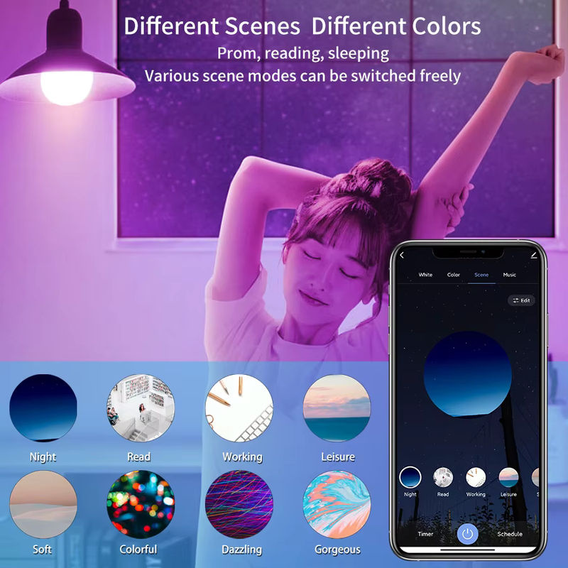 Tuya Smart WiFi LED Glühbirne RGB Multicolor mit E27/B22 Fassung, kompatibel mit Alexa und Google Assistant - Bild 5