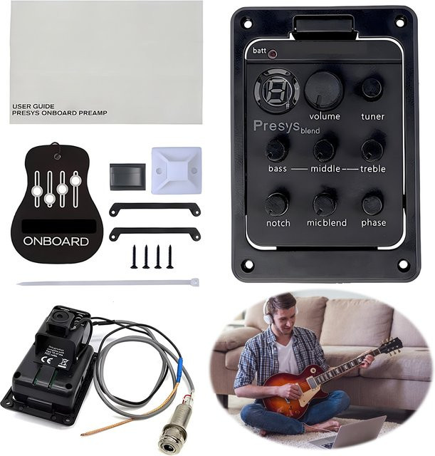 Fishman Gitarrenvorverstärker mit integriertem Stimmgerät und Piezo Pickup in Schwarz - Bild 1