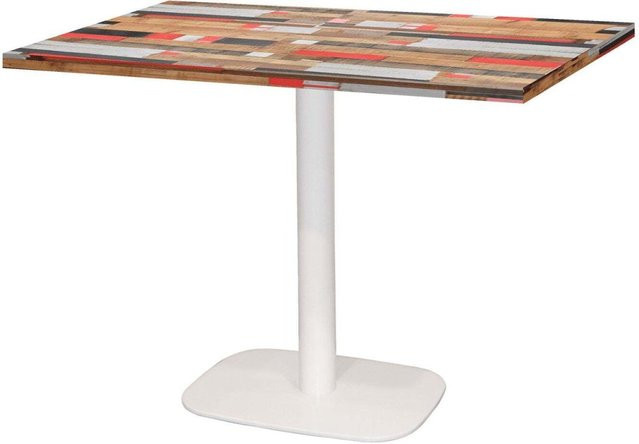 RestooTab Tisch Round rechteckig mit weißem Gestell und mehrfarbiger Platte, B/T/H: 120 x 70 x 75 cm - Bild 1