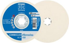 PFERD TOOLS COMBICLICK Filzronden CC-FR für Vor- und Hochglanzpolitur mit Winkelschleifer, Farbe: Weiß, Durchmesser: 125 mm - Bild 1