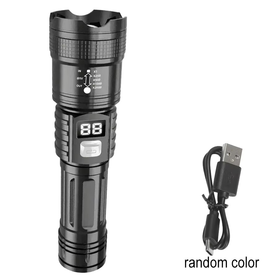 XIWANGFIRE Hochleistungs-LED-Taschenlampe in Schwarz, wiederaufladbare taktische Lampe für Outdoor und Camping - Bild 6